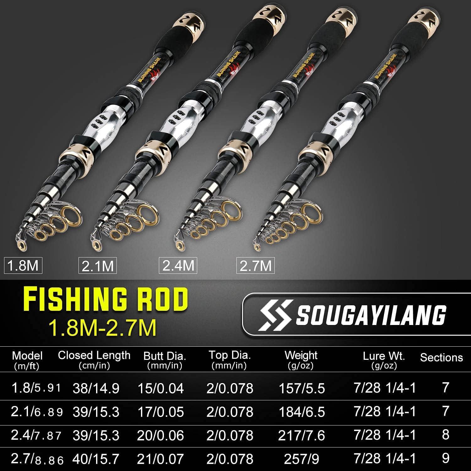 image:imageSougayilang Telescopic Fishing Pole with Spinning Reel Portable Fishing Rod Reel CombosSilver Full Kits With Bag