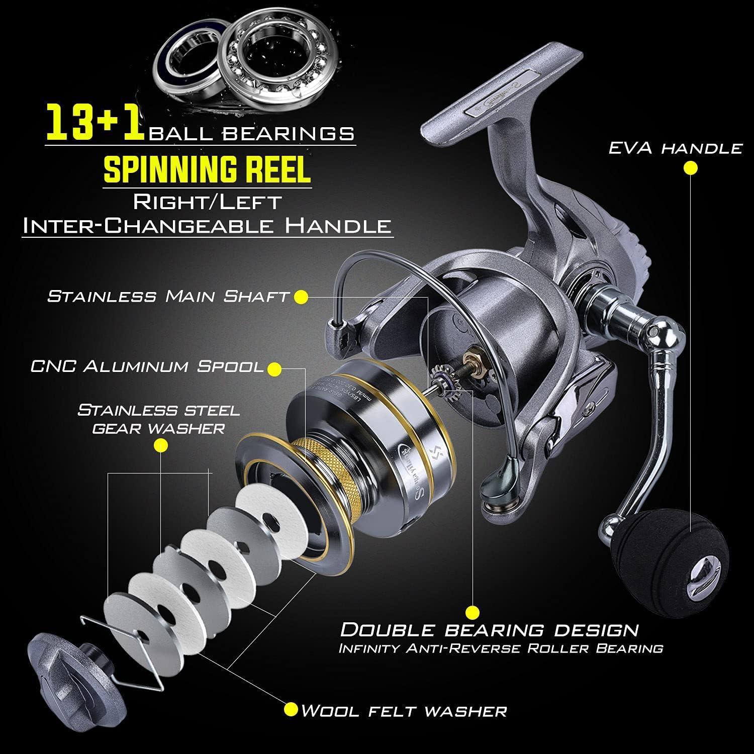 image:imageSougayilang Telescopic Fishing Pole with Spinning Reel Portable Fishing Rod Reel CombosSilver Full Kits With Bag