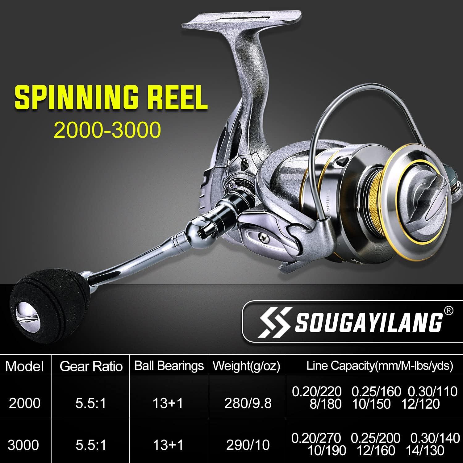 image:imageSougayilang Telescopic Fishing Pole with Spinning Reel Portable Fishing Rod Reel CombosSilver Full Kits With Bag