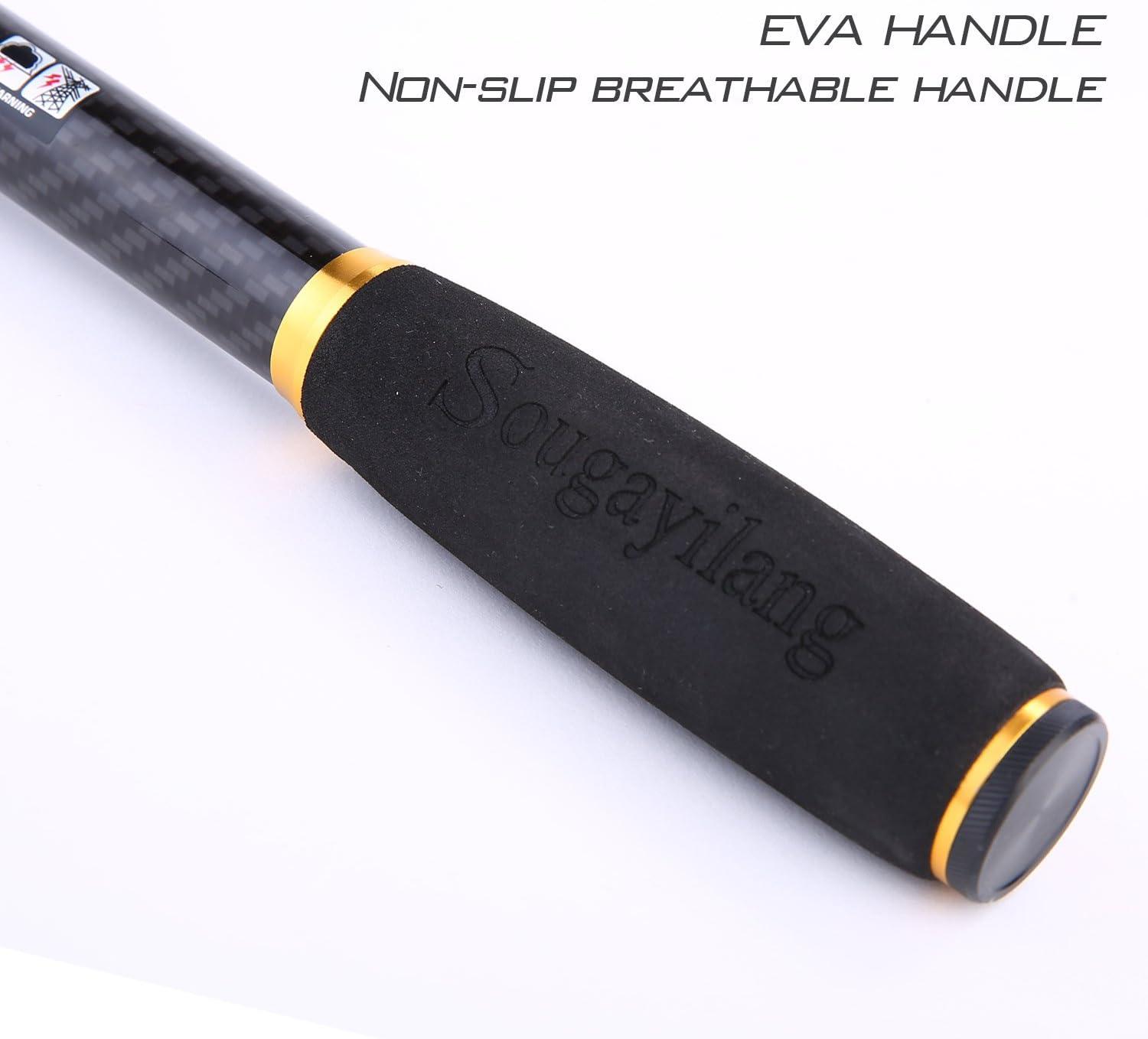 image:imageSougayilang Telescopic Fishing Rod 24 Ton Carbon Fiber Ultralight Fishing Pole with CNC Reel Seat Portable Retractable Handle Stainless Steel Guides for Bass Salmon Trout Fishing24m79ft