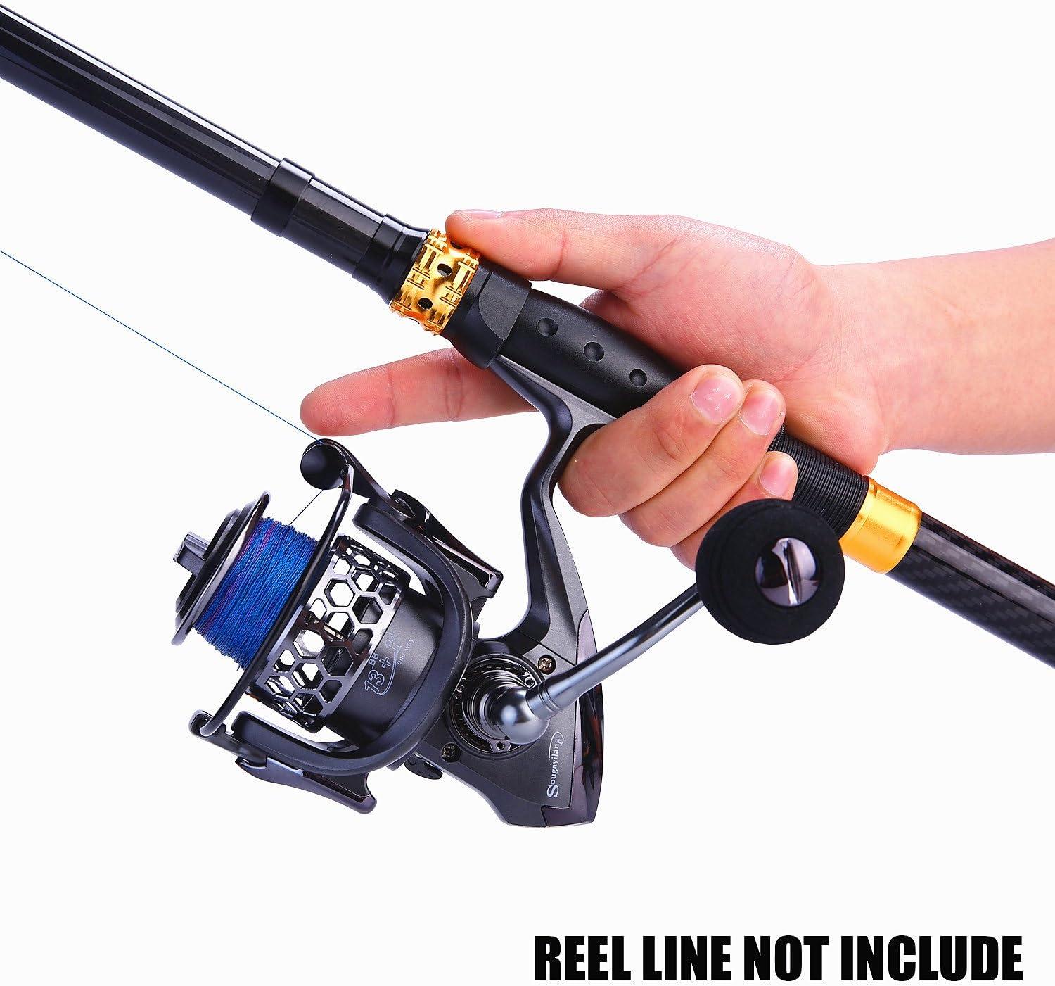 image:imageSougayilang Telescopic Fishing Rod 24 Ton Carbon Fiber Ultralight Fishing Pole with CNC Reel Seat Portable Retractable Handle Stainless Steel Guides for Bass Salmon Trout Fishing18m59ft