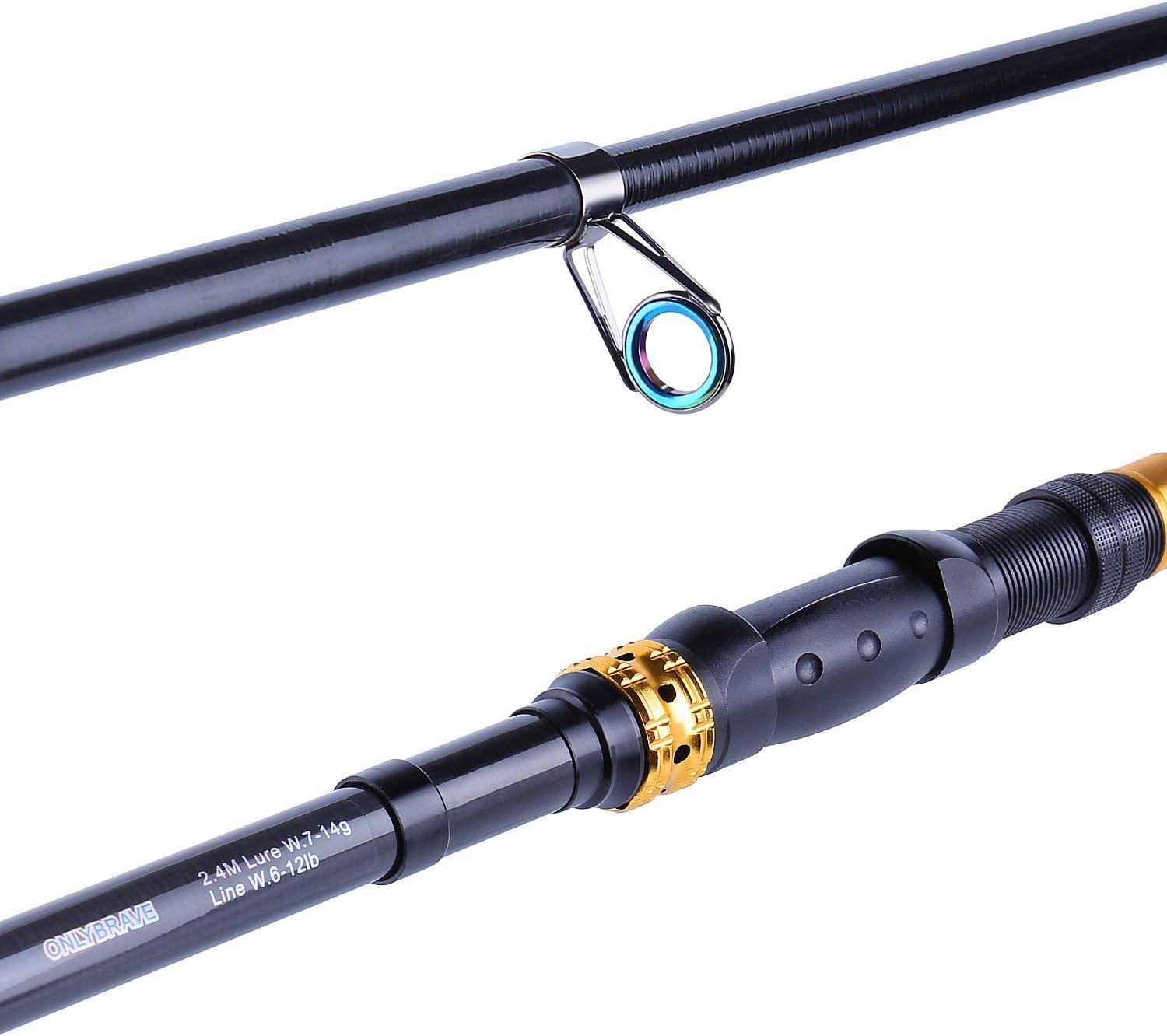 image:imageSougayilang Telescopic Fishing Rod 24 Ton Carbon Fiber Ultralight Fishing Pole with CNC Reel Seat Portable Retractable Handle Stainless Steel Guides for Bass Salmon Trout Fishing18m59ft