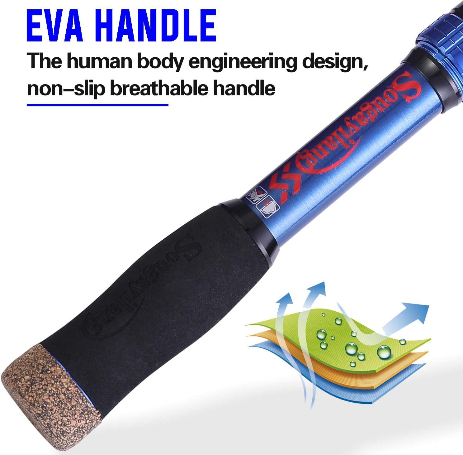image:imageSougayilang Telescopic Fishing Rod 24 Ton Carbon FiberCNC Machined Reel Seat Comfortable EVA Handle Travel Fishing Rod for Bass Trout FishingBLUE