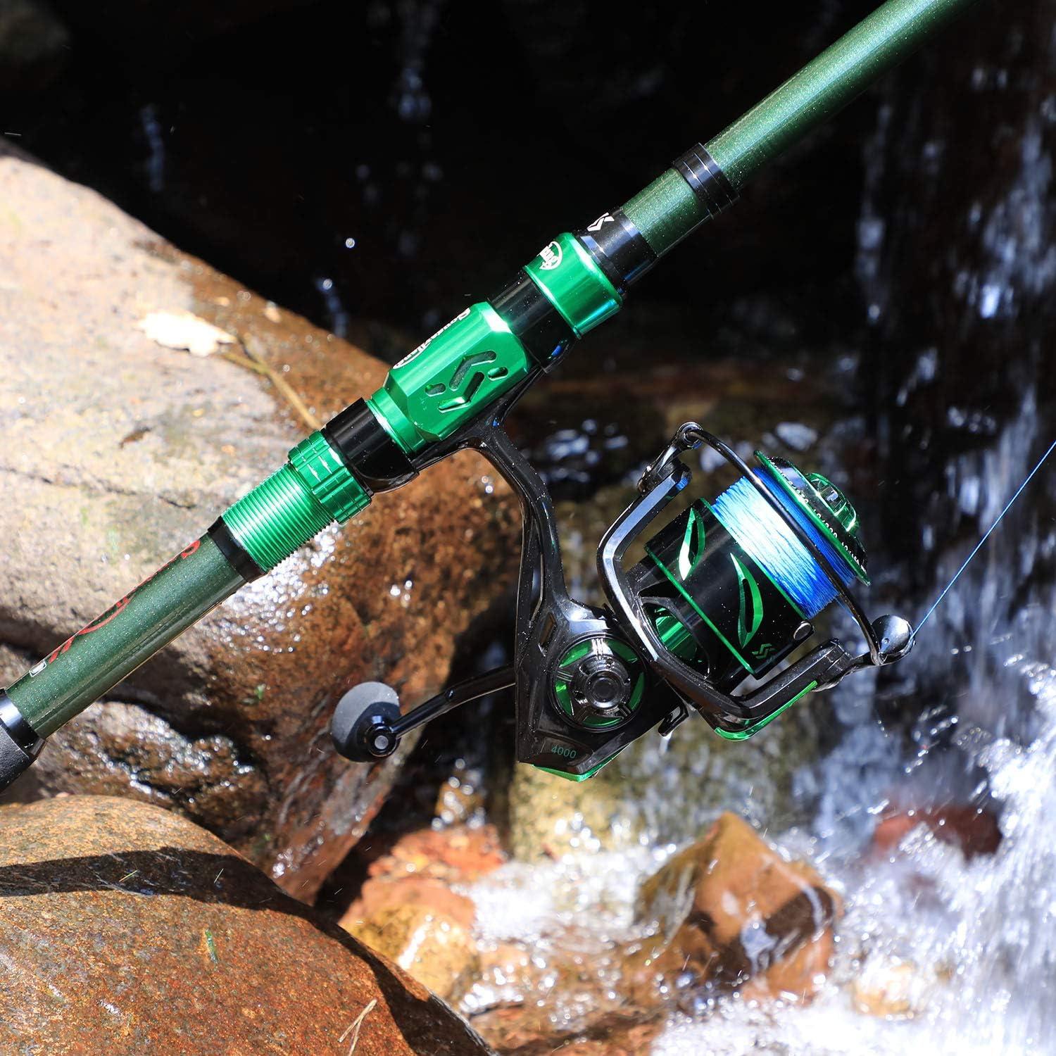 image:imageSougayilang Telescopic Fishing Rod 24 Ton Carbon FiberCNC Machined Reel Seat Comfortable EVA Handle Travel Fishing Rod for Bass Trout FishingGREEN