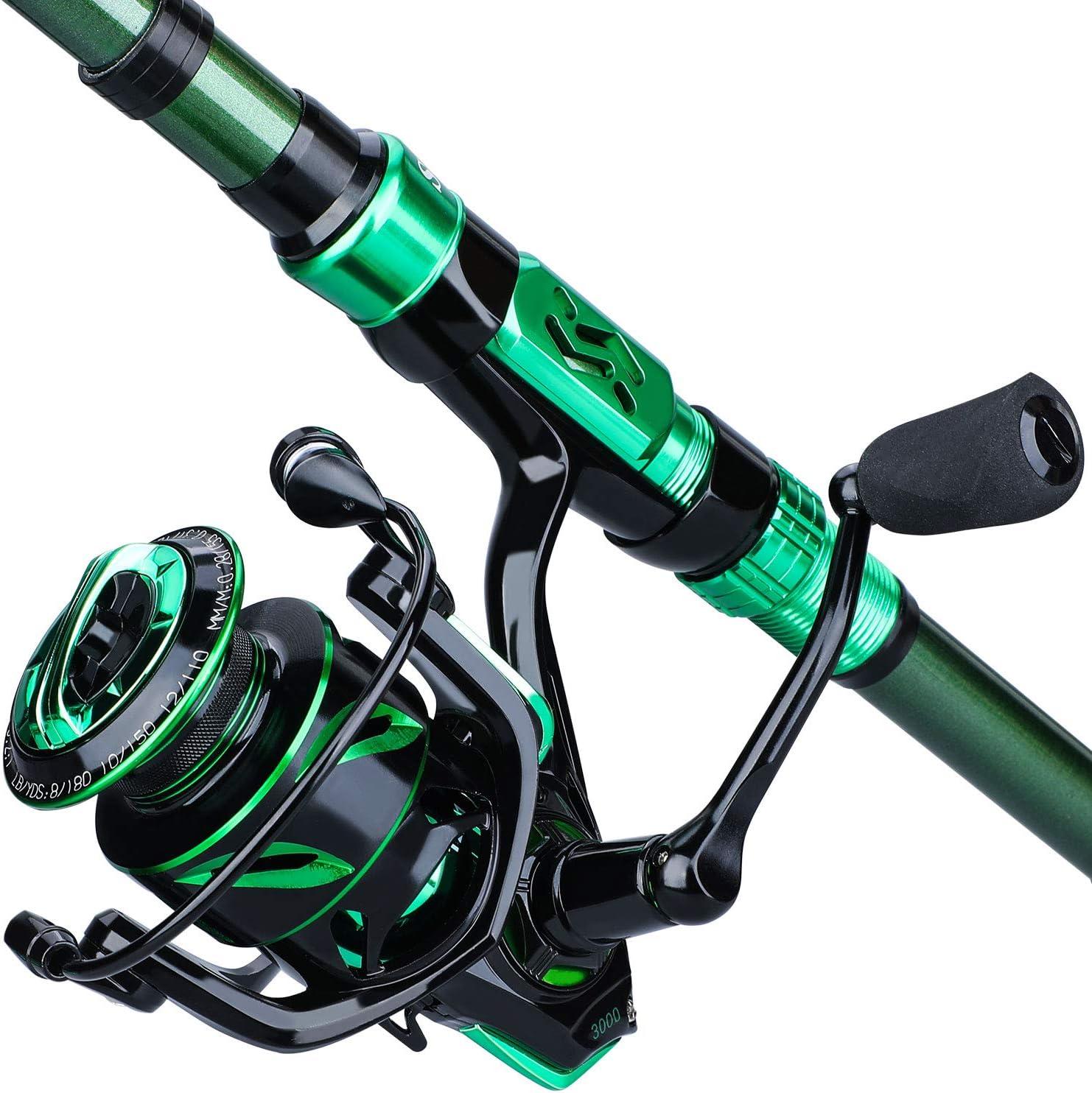 image:imageSougayilang Telescopic Fishing Rod 24 Ton Carbon FiberCNC Machined Reel Seat Comfortable EVA Handle Travel Fishing Rod for Bass Trout FishingGREEN