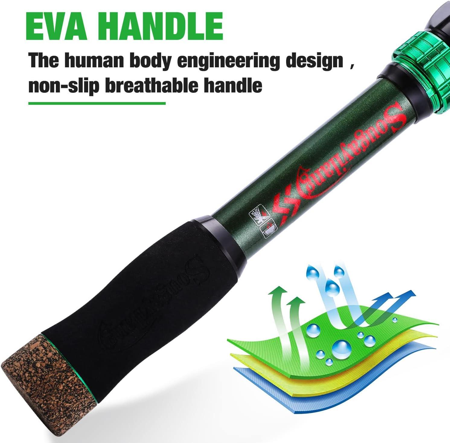 image:imageSougayilang Telescopic Fishing Rod 24 Ton Carbon FiberCNC Machined Reel Seat Comfortable EVA Handle Travel Fishing Rod for Bass Trout FishingGREEN
