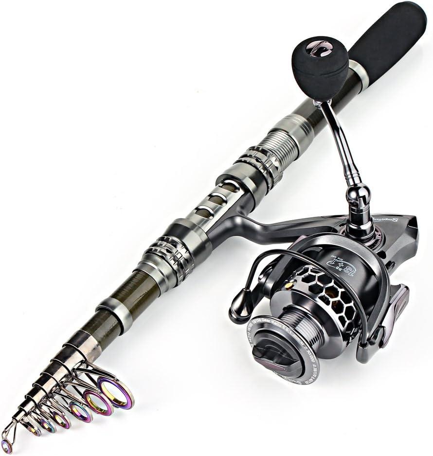 image:imageSougayilang Telescopic Fishing Rod Reel Combos with Carbon Fiber Fishing Pole Spinning Reels and Fishing AccessoriesOnly Fishing Rod and Reel