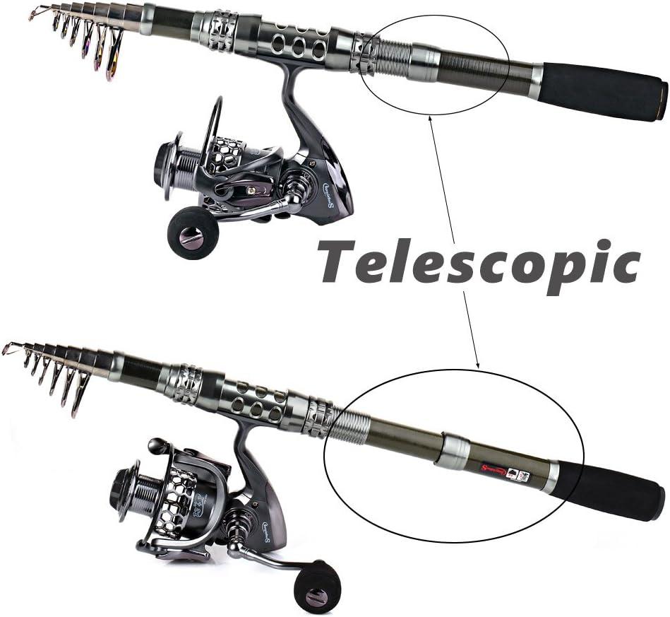 image:imageSougayilang Telescopic Fishing Rod Reel Combos with Carbon Fiber Fishing Pole Spinning Reels and Fishing AccessoriesOnly Fishing Rod and Reel