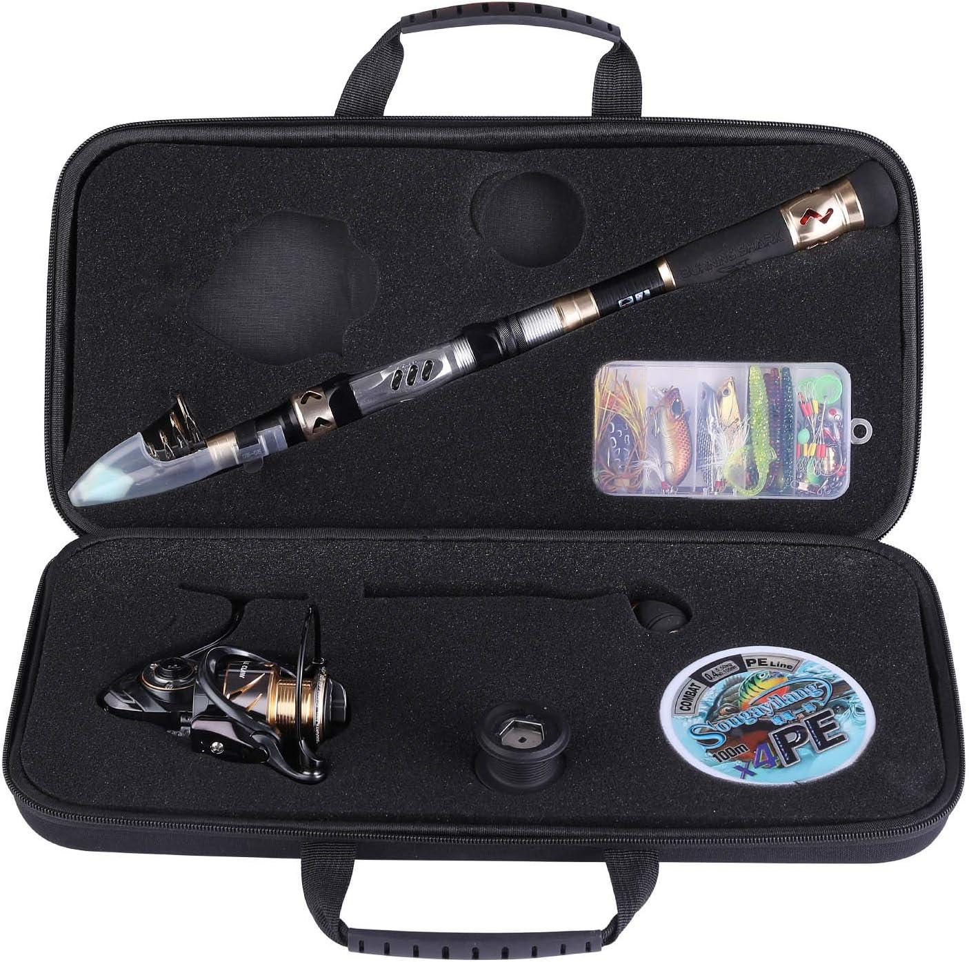 image:imageSougayilang Telescopic Fishing Rod and Reel Combos Full Kit Carbon Fiber Fishing Pole 13 1 Shielded Bearings Stainless Steel BB Spinning Reel with Suitcase Fishing Kit18m59ft