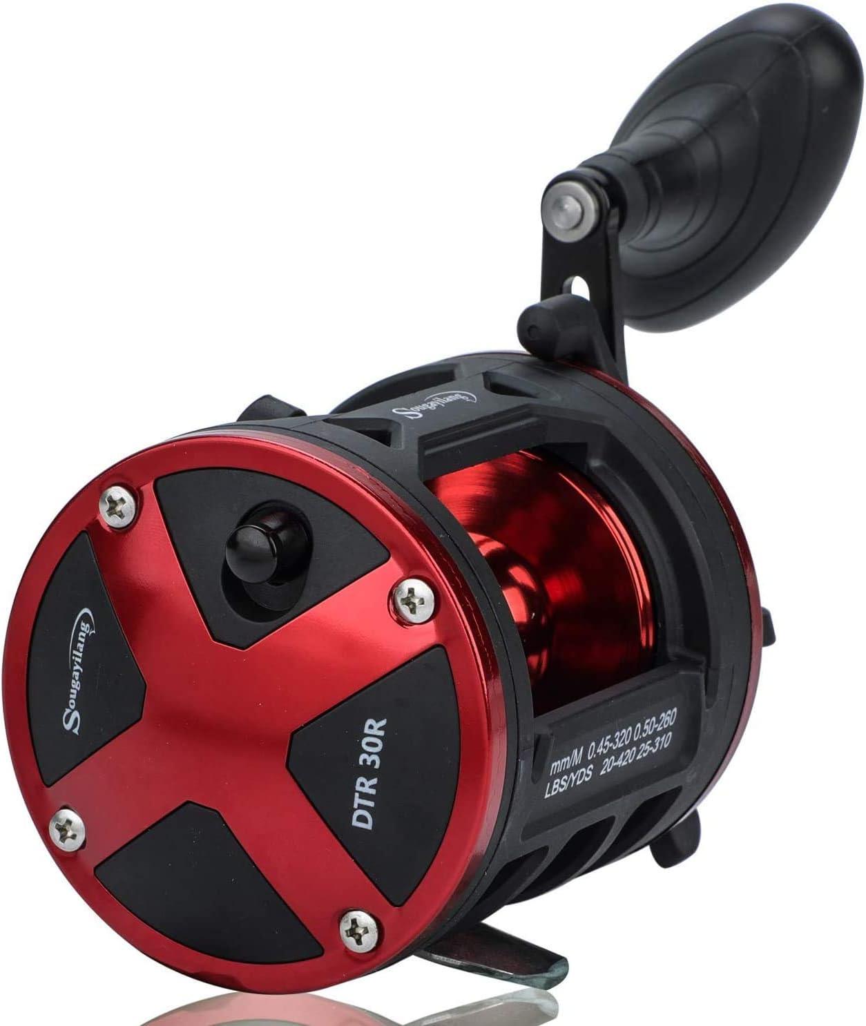 image:imageSougayilang Trolling Reel Level Wind Conventional Reel Graphite Body Fishing Reel Durable StainlessSteel Large Line CapacityDTR30 Left handle