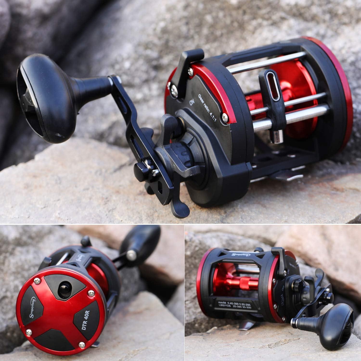 image:imageSougayilang Trolling Reel Level Wind Conventional Reel Graphite Body Fishing Reel Durable StainlessSteel Large Line CapacityDTR40 Left handle