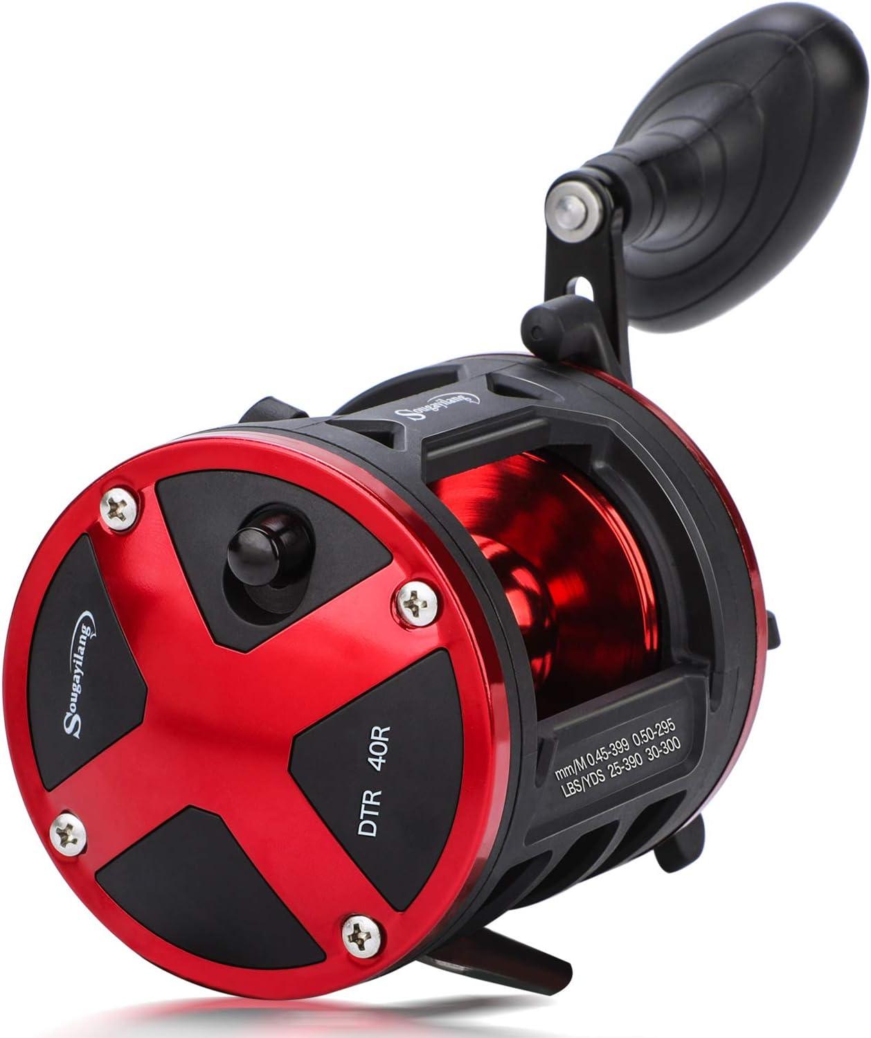 image:imageSougayilang Trolling Reel Level Wind Conventional Reel Graphite Body Fishing Reel Durable StainlessSteel Large Line CapacityDTR40 Right handlend