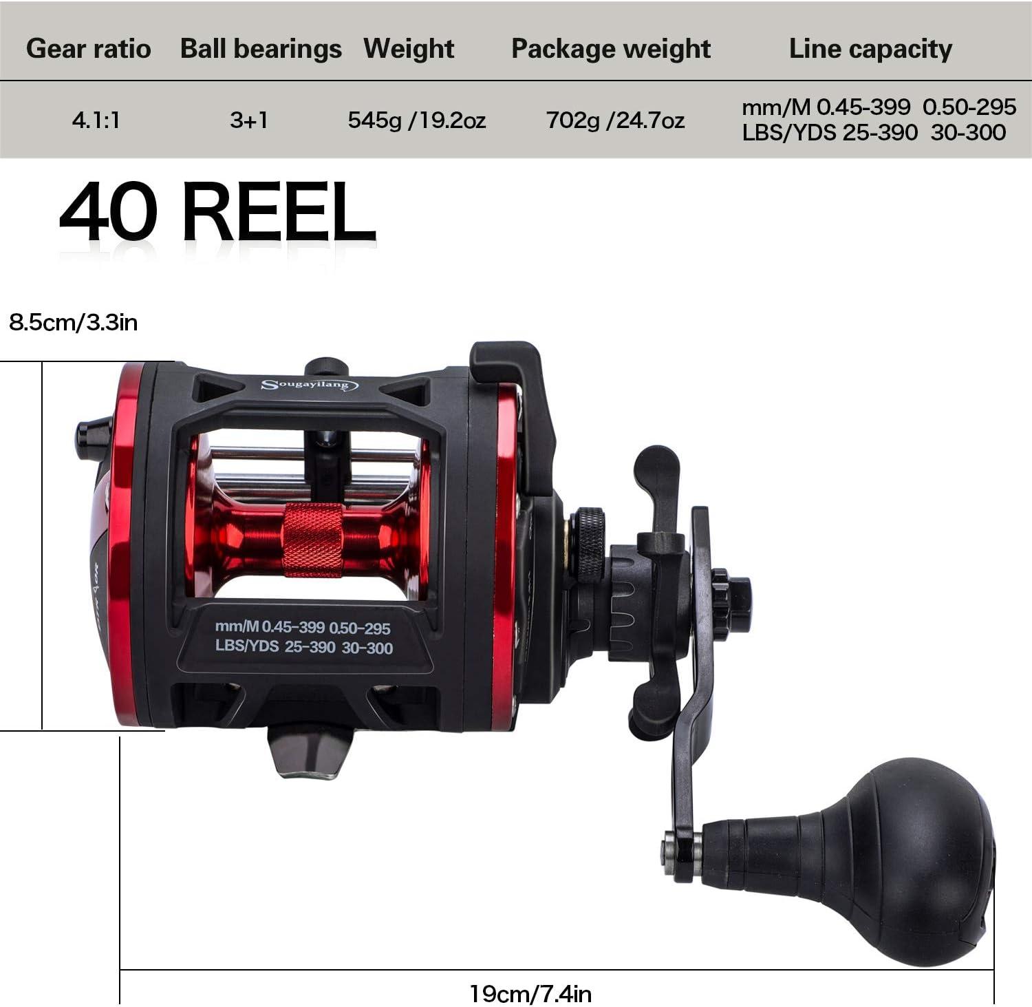 image:imageSougayilang Trolling Reel Level Wind Conventional Reel Graphite Body Fishing Reel Durable StainlessSteel Large Line CapacityDTR40 Right handlend