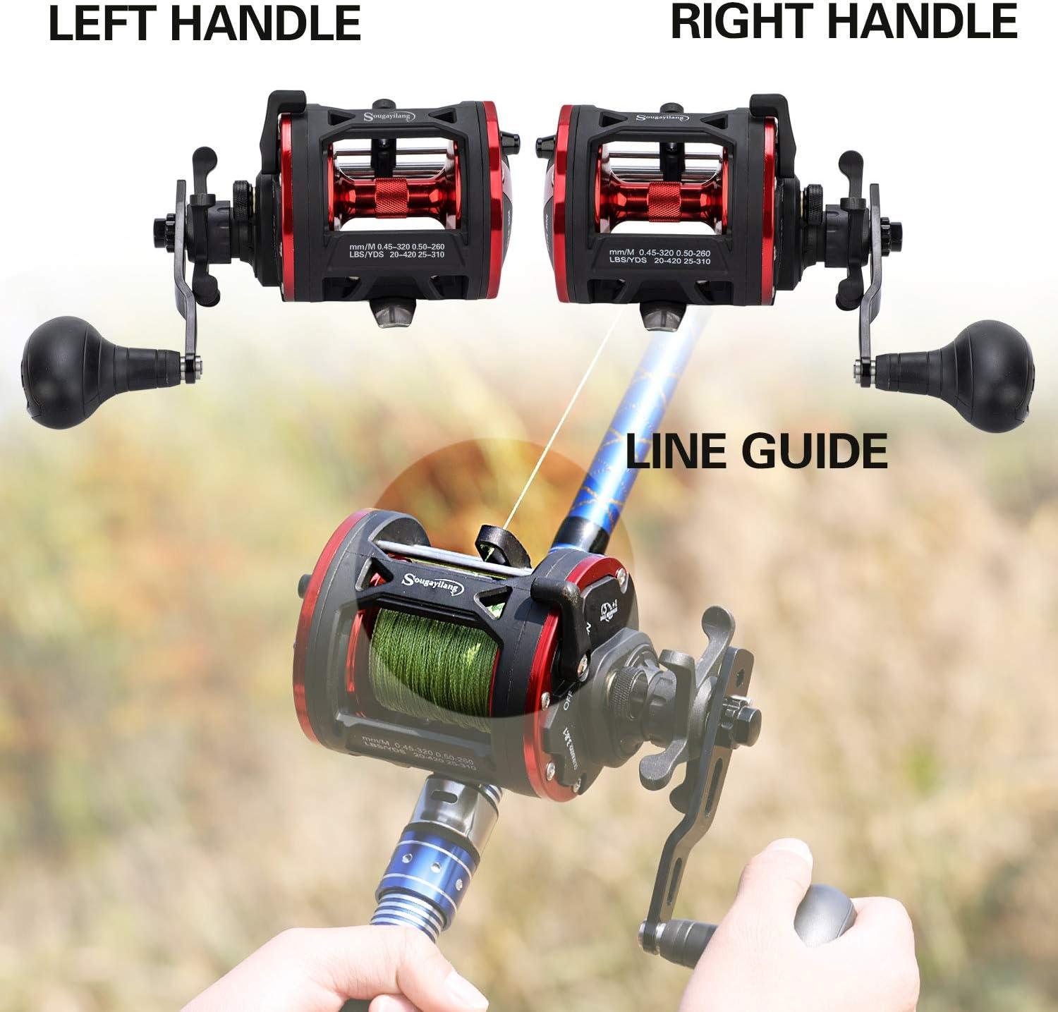 image:imageSougayilang Trolling Reel Level Wind Conventional Reel Graphite Body Fishing Reel Durable StainlessSteel Large Line CapacityDTR40 Right handlend