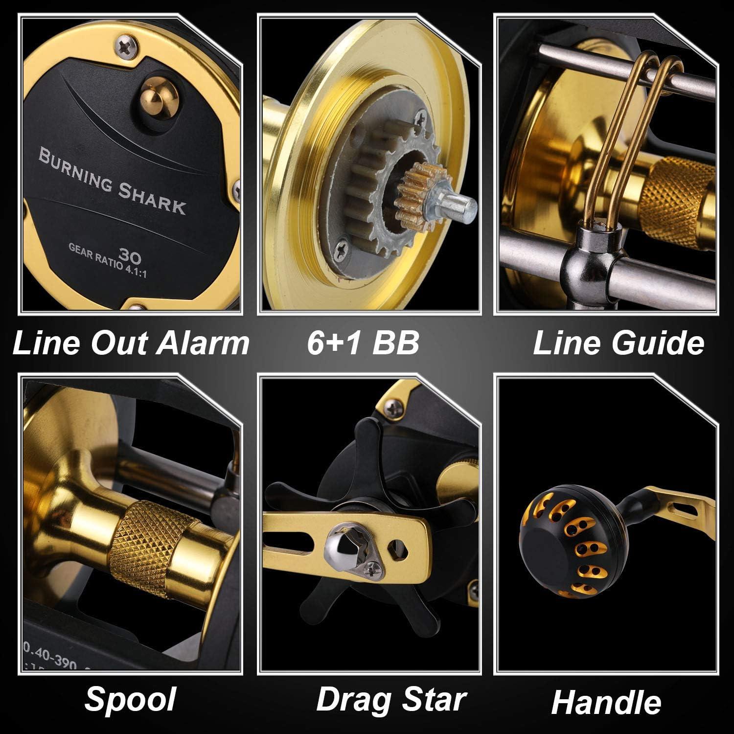 image:imageSougayilang Trolling Reel Saltwater Level Wind Reels Drag Reels Boat Fishing Ocean Fishing for Sea Bass GrouperSHA30Golden