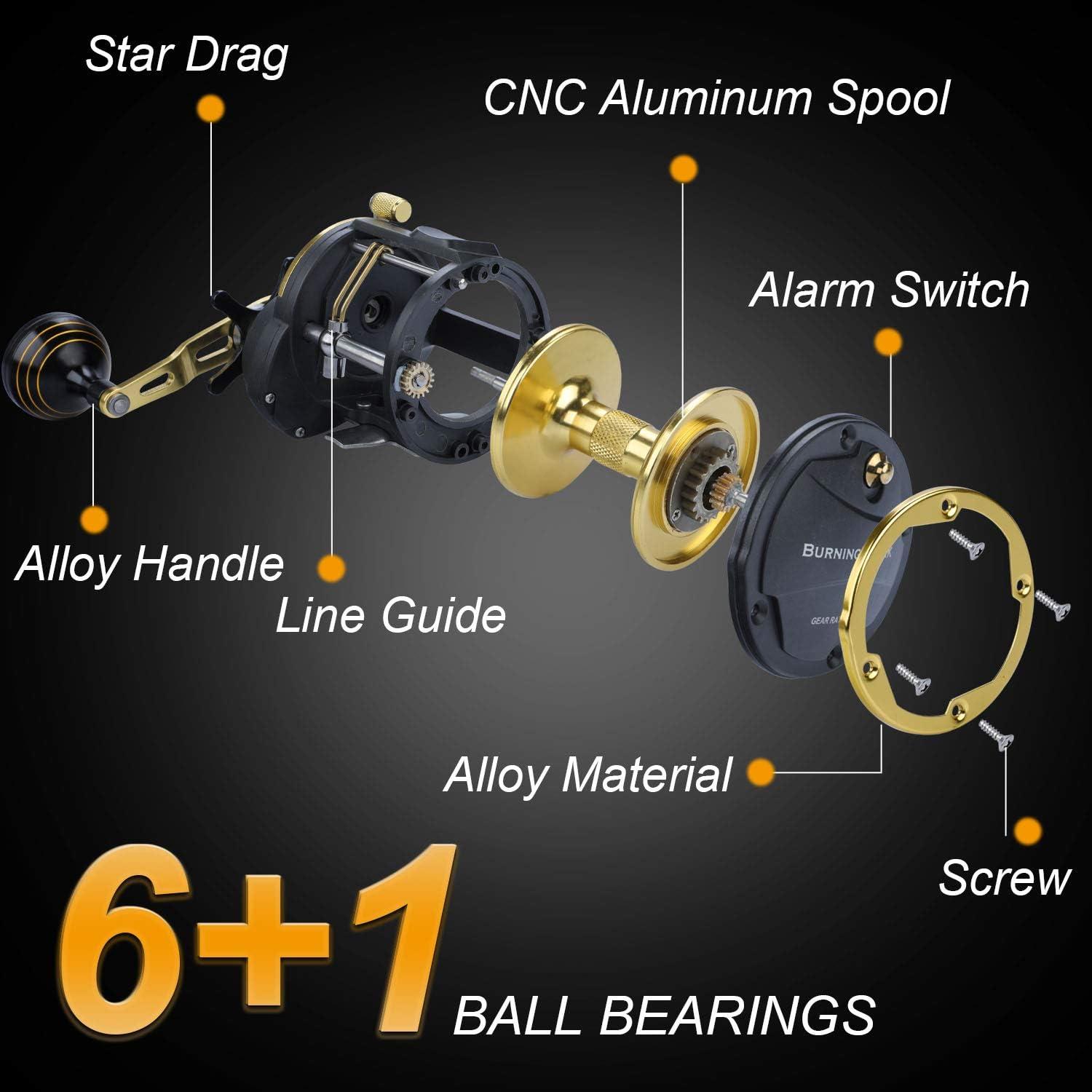 image:imageSougayilang Trolling Reel Saltwater Level Wind Reels Drag Reels Boat Fishing Ocean Fishing for Sea Bass GrouperSHA30Golden