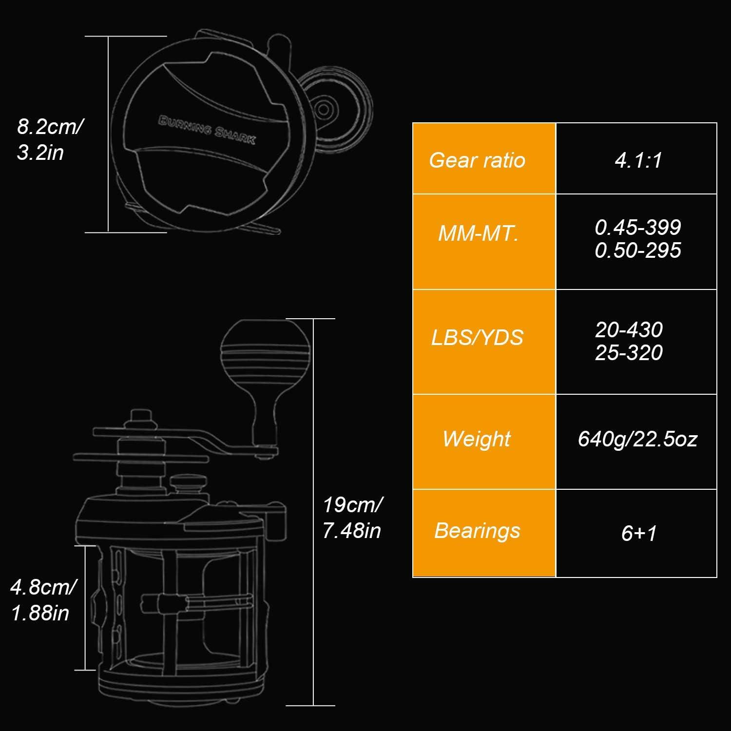 image:imageSougayilang Trolling Reel Saltwater Level Wind Reels Drag Reels Boat Fishing Ocean Fishing for Sea Bass GrouperSHA40Golden