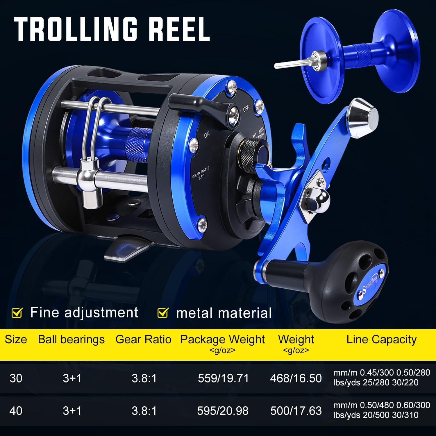 image:imageSougayilang Trolling Reel amp Conventional Fishing Reel Saltwater Level Wind Reel with Smooth Drag Heavy Duty Boat amp Ocean Fishing Reel for Sea Bass Grouper SalmonLDT40 Left Handed