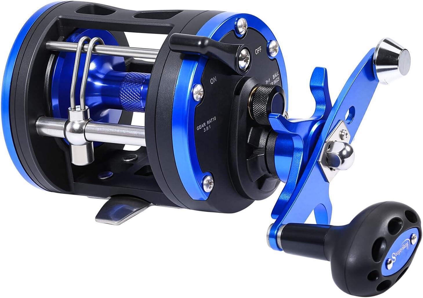 image:imageSougayilang Trolling Reel amp Conventional Fishing Reel Saltwater Level Wind Reel with Smooth Drag Heavy Duty Boat amp Ocean Fishing Reel for Sea Bass Grouper SalmonLDT40 Left Handed