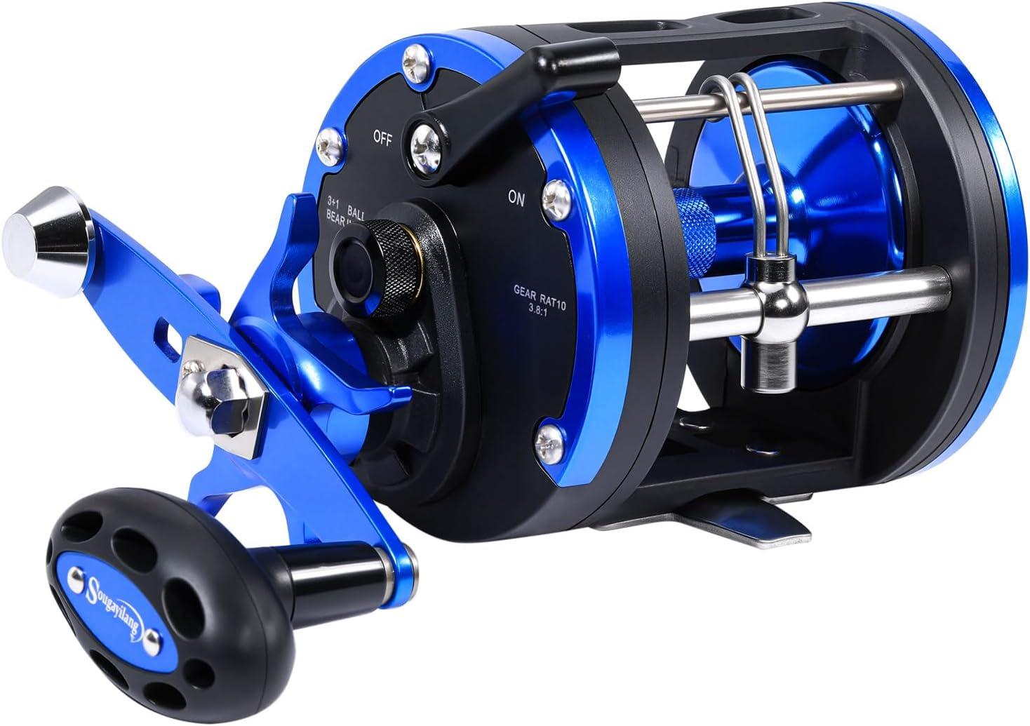 image:imageSougayilang Trolling Reel amp Conventional Fishing Reel Saltwater Level Wind Reel with Smooth Drag Heavy Duty Boat amp Ocean Fishing Reel for Sea Bass Grouper SalmonLDT40 Right Handed