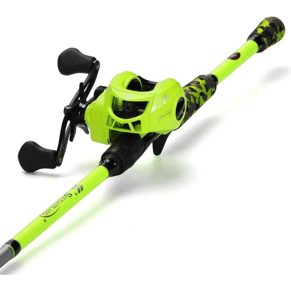 image:imageSougayilang Baitcast amp Spinning Reel and Fishing Rod Combo IM7 Graphite 2Pc Blank RodsEVA Handle amp S Style Hook KeeperCastYellowRight hand