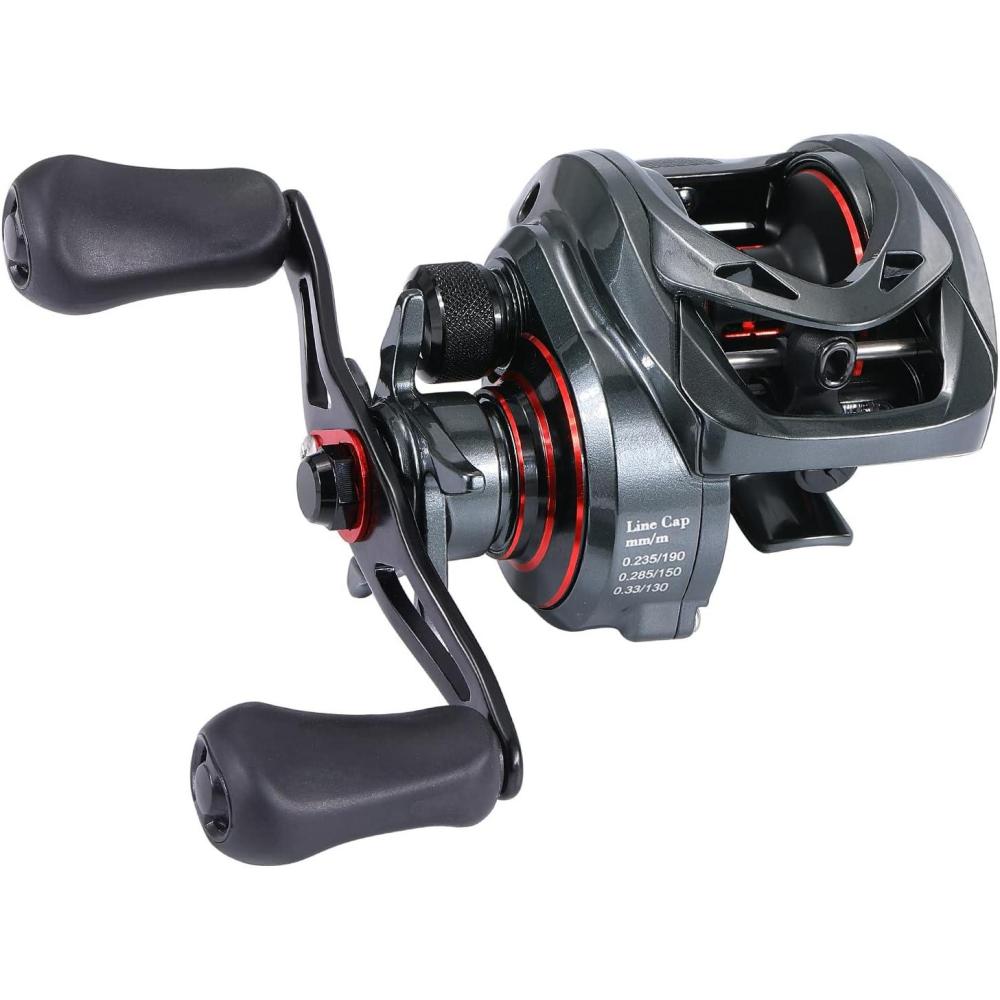 image:imageSougayilang Baitcasting Fishing Reel 81 High Speed Gear Ratio Super Smooth and Powerful Low Profile Baitcaster Reel with Maganic Brake System for FreshwaterSaltwaterBlackRight