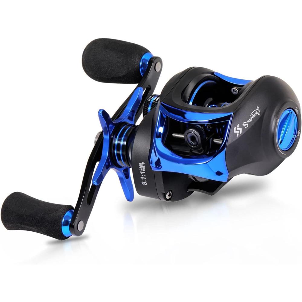 image:imageSougayilang Baitcasting Fishing Reel with 9 1 AntiReverse Ball Bearings 811 HighSpeed Gear Ratio Casting ReelBlue Right Handed