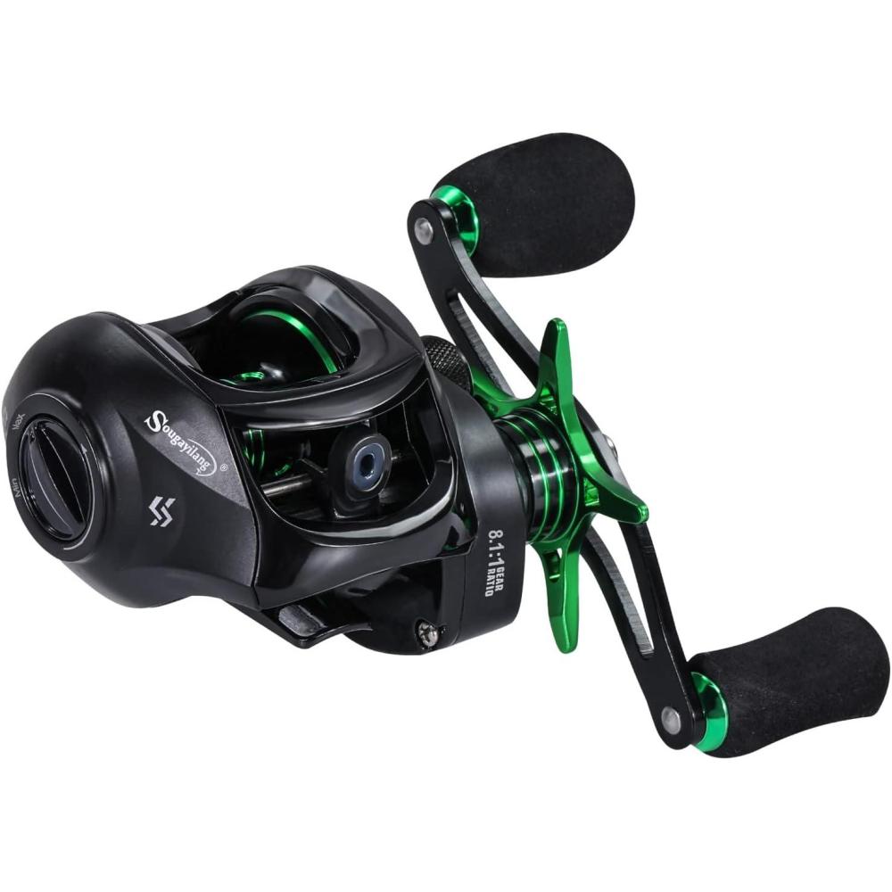 image:imageSougayilang Baitcasting Fishing Reel with 9 1 AntiReverse Ball Bearings 811 HighSpeed Gear Ratio Casting ReelGreen Left Handed
