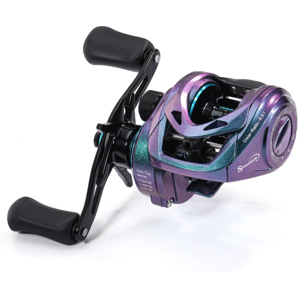 image:imageSougayilang Baitcasting Fishing ReelLow Profile and Light Weight Baitcaster Reel with 91 Corrosion Resistant Bearings and 81 High Gear Ratio for Anglers Right Hand