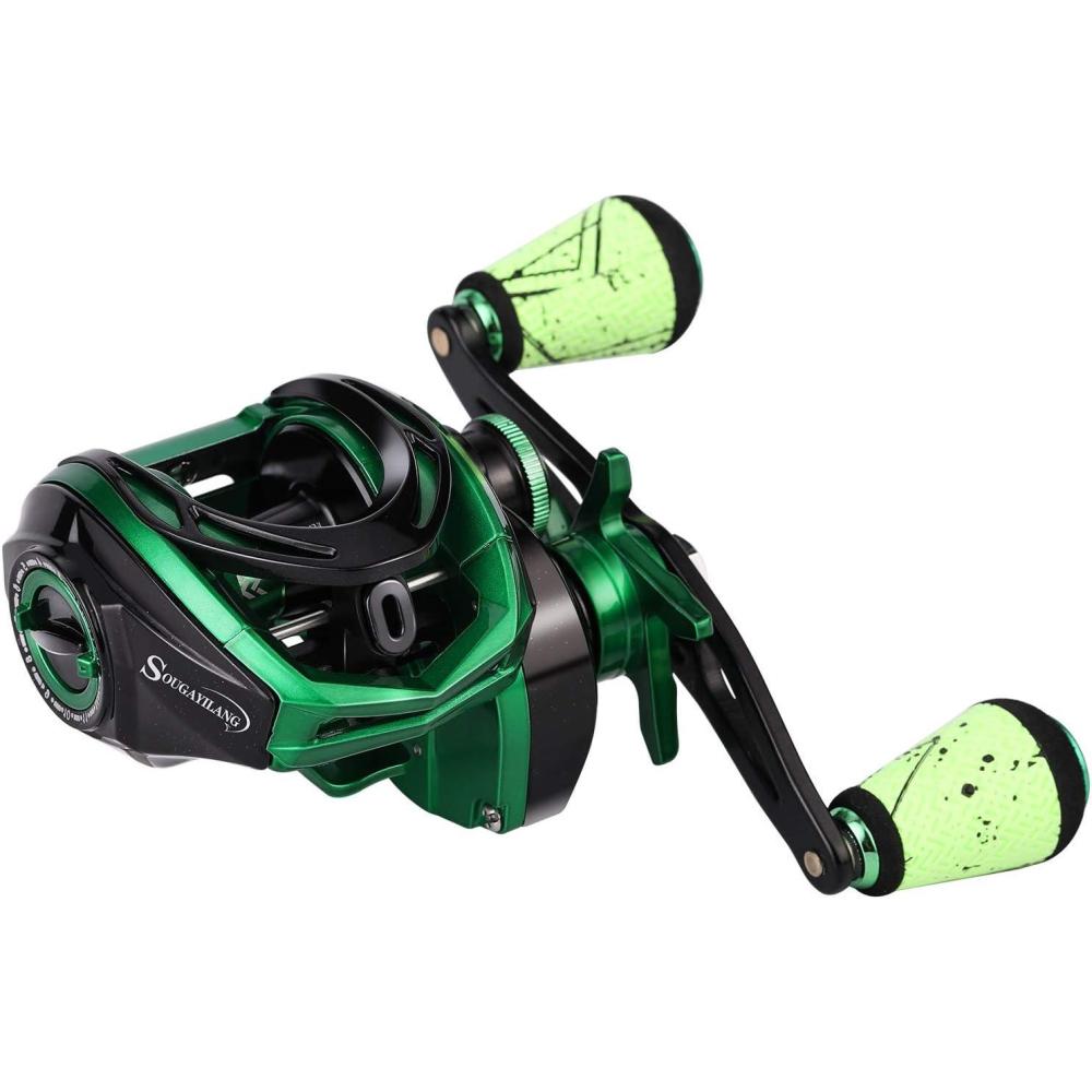 image:imageSougayilang Baitcasting Reels Colorful Fishing Reel 801731 Gear Ratios 91 BB Magnetic Braking SystemGreen Left Handed