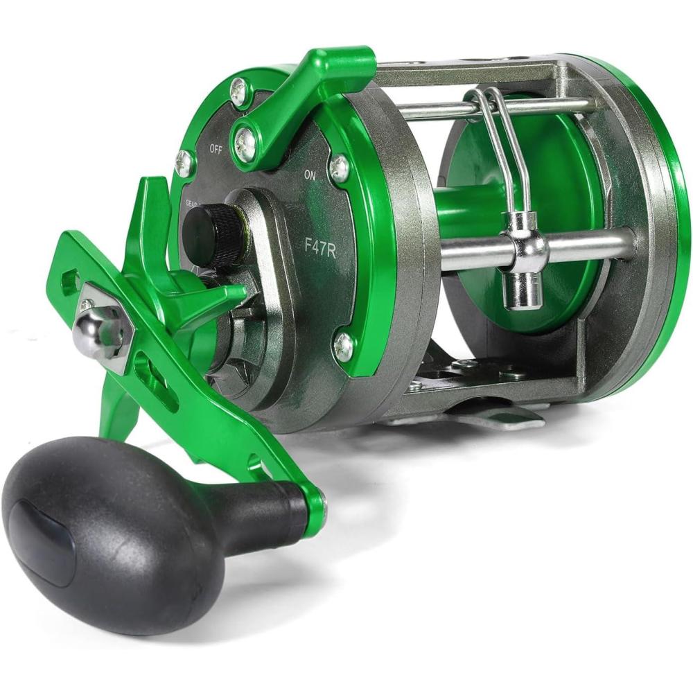 image:imageSougayilang Conventional Level Wind Fishing ReelInshore Surf Trolling Reel for Catfish Musky Bass for Freshwater SaltwaterGreenRight Hand