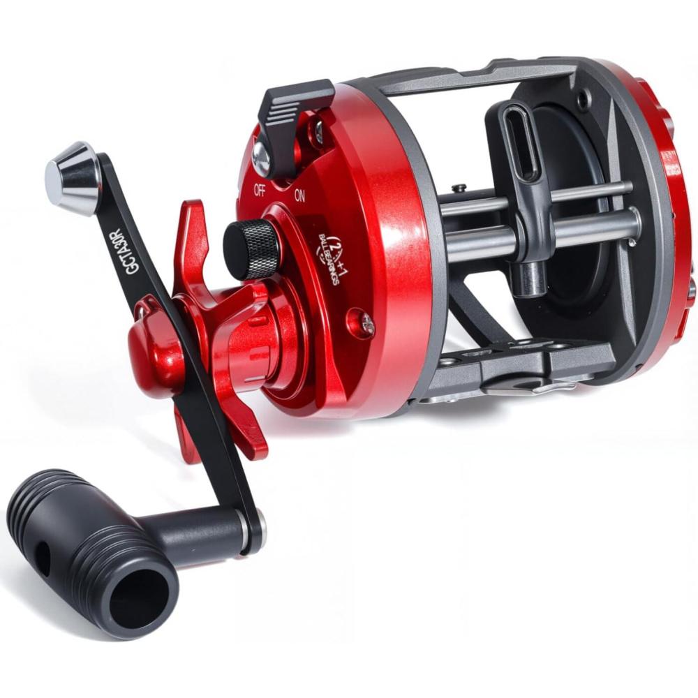 image:imageSougayilang Conventional Level Wind Fishing ReelInshore Surf Trolling Reel for Catfish Musky Bass for Freshwater SaltwaterRedRight Hand
