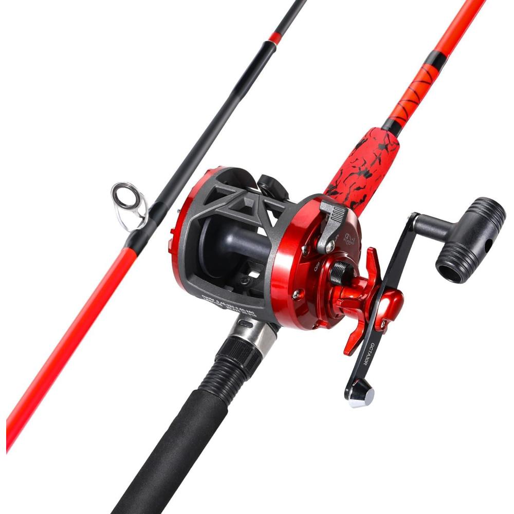 image:imageSougayilang Conventional Reel and Fiberglass Fishing Rod Combo Medium Heavy for Catfish AnglingRed6FT3000