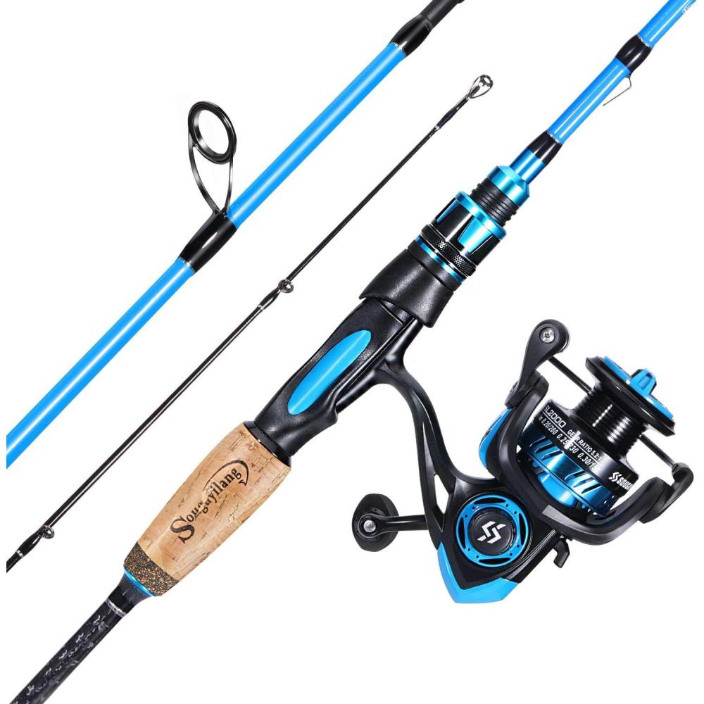 image:imageSougayilang Fishing Pole 30Ton Carbon Fiber Fishing Rod and Reel Combo 2 Pcs Blanks Spinning Reel CombosBlue