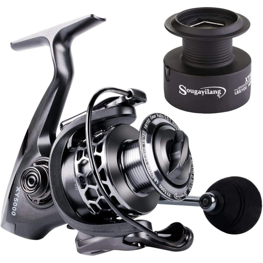 image:imageSougayilang Fishing Reel 131BB Light Weight Ultra Smooth Aluminum Spinning Fishing Reel with Free Spare Graphite SpoolXY2000