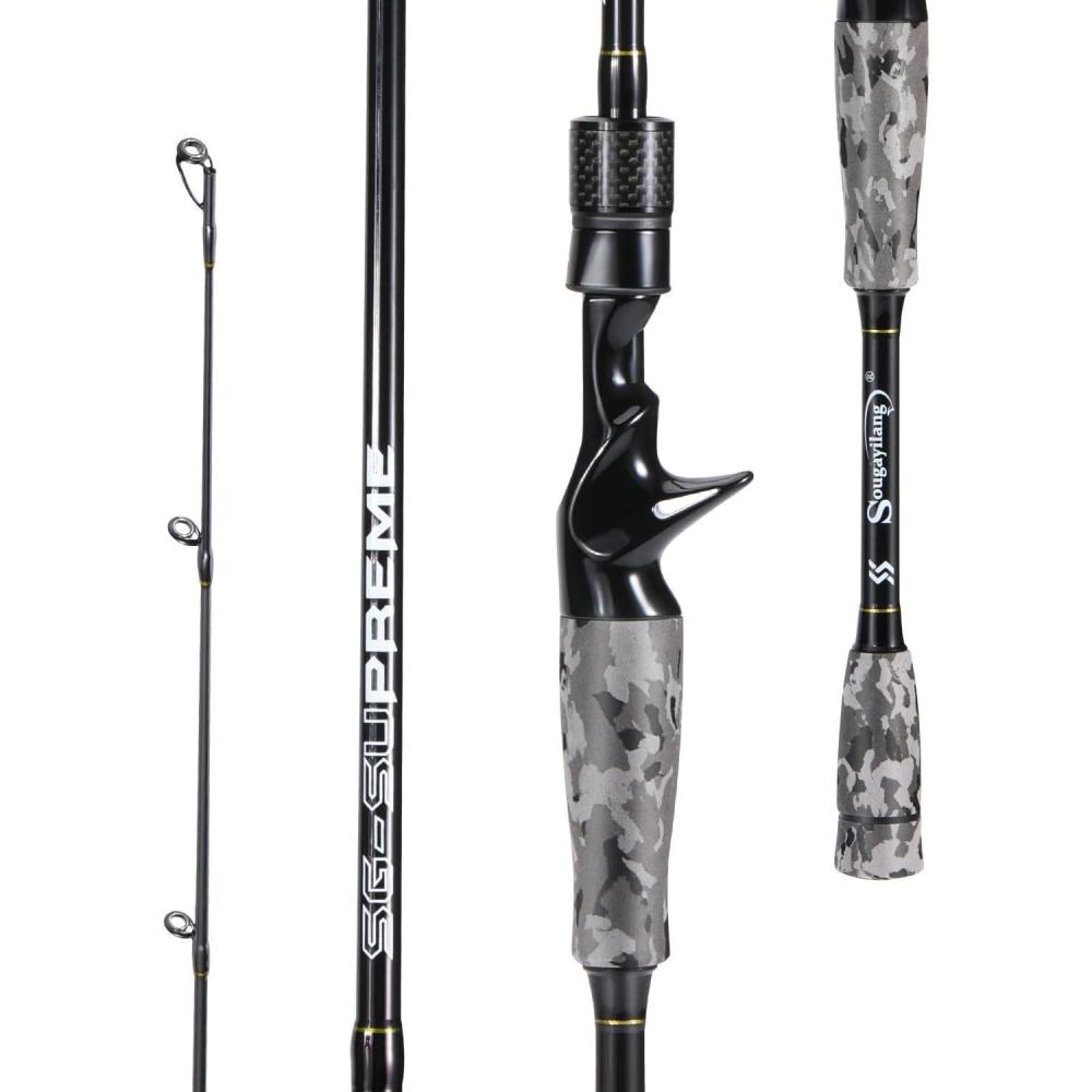 image:imageSougayilang Fishing Rod Medium 2Pc Graphite Composite Blank Spinning amp Casting Rod Camouflage EVA Grip Smooth Transition Fishing PoleGreyCasting