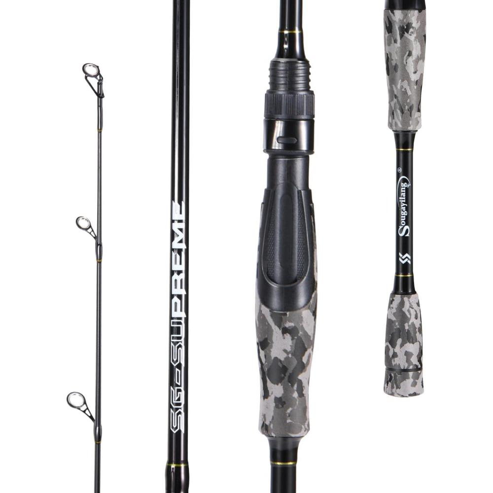 image:imageSougayilang Fishing Rod Medium 2Pc Graphite Composite Blank Spinning amp Casting Rod Camouflage EVA Grip Smooth Transition Fishing PoleGreySpinning
