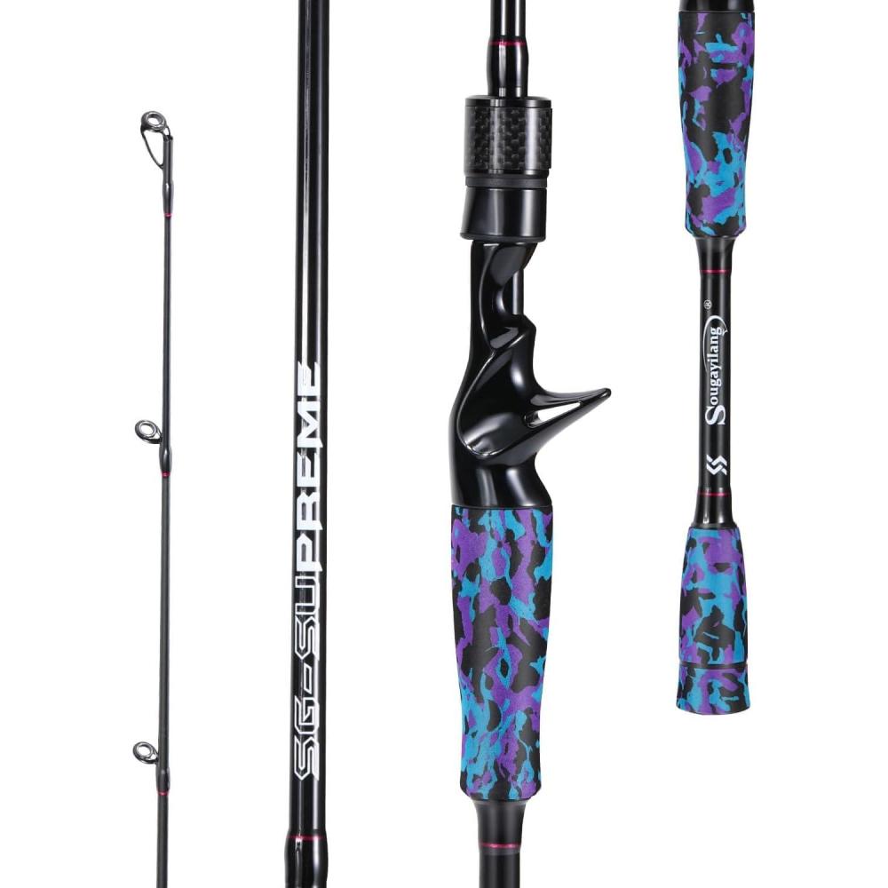 image:imageSougayilang Fishing Rod Medium 2Pc Graphite Composite Blank Spinning amp Casting Rod Camouflage EVA Grip Smooth Transition Fishing PolePurpleCasting