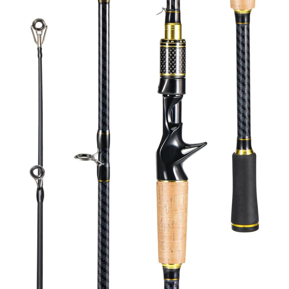 image:imageSougayilang Fishing Rod 24Ton CarbonampGlass Fiber Composite Spinning and Casting Rod 2 Piece for Bass Trout Crappie Travel Fishing 60Golden Casting 60