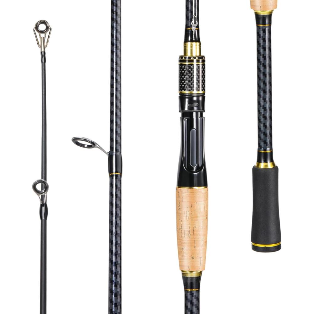 image:imageSougayilang Fishing Rod 24Ton CarbonampGlass Fiber Composite Spinning and Casting Rod 2 Piece for Bass Trout Crappie Travel Fishing 60Golden Spinning 60