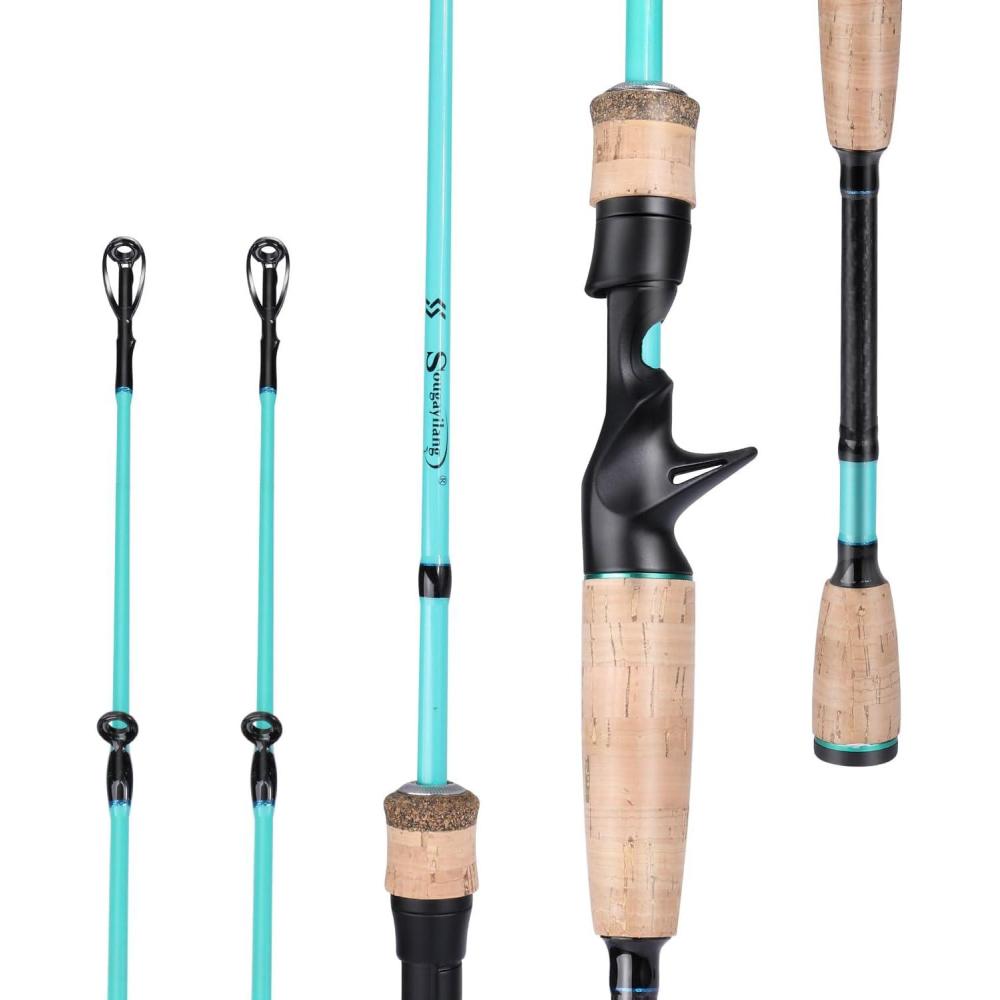 image:imageSougayilang Fishing Rod 2Pc Casting Rod Spinning Rod for Freshwater Tournament Quality Fishing Pole with 2 Tips for BassCastingTurquoiseTwin Tips