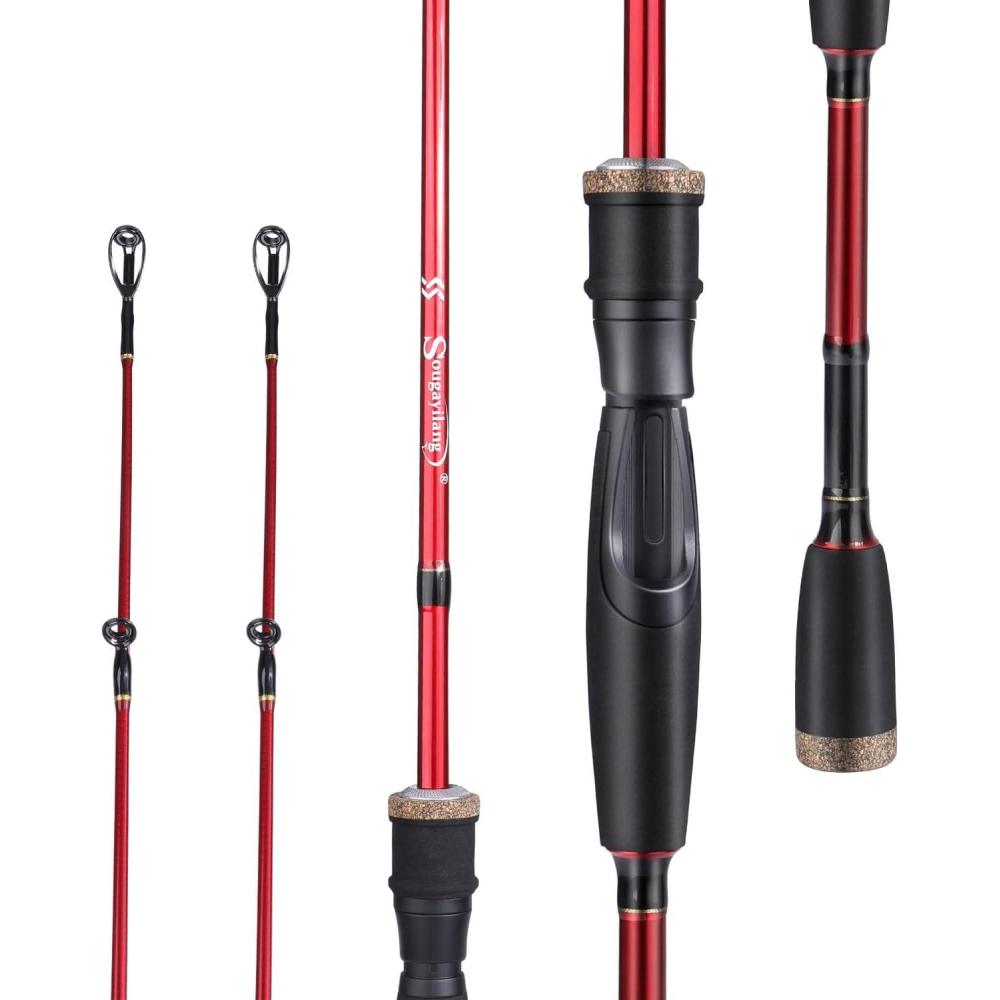 image:imageSougayilang Fishing Rod 2Pc Casting Rod Spinning Rod for Freshwater Tournament Quality Fishing Pole with 2 Tips for BassSpinningRedTwin Tips