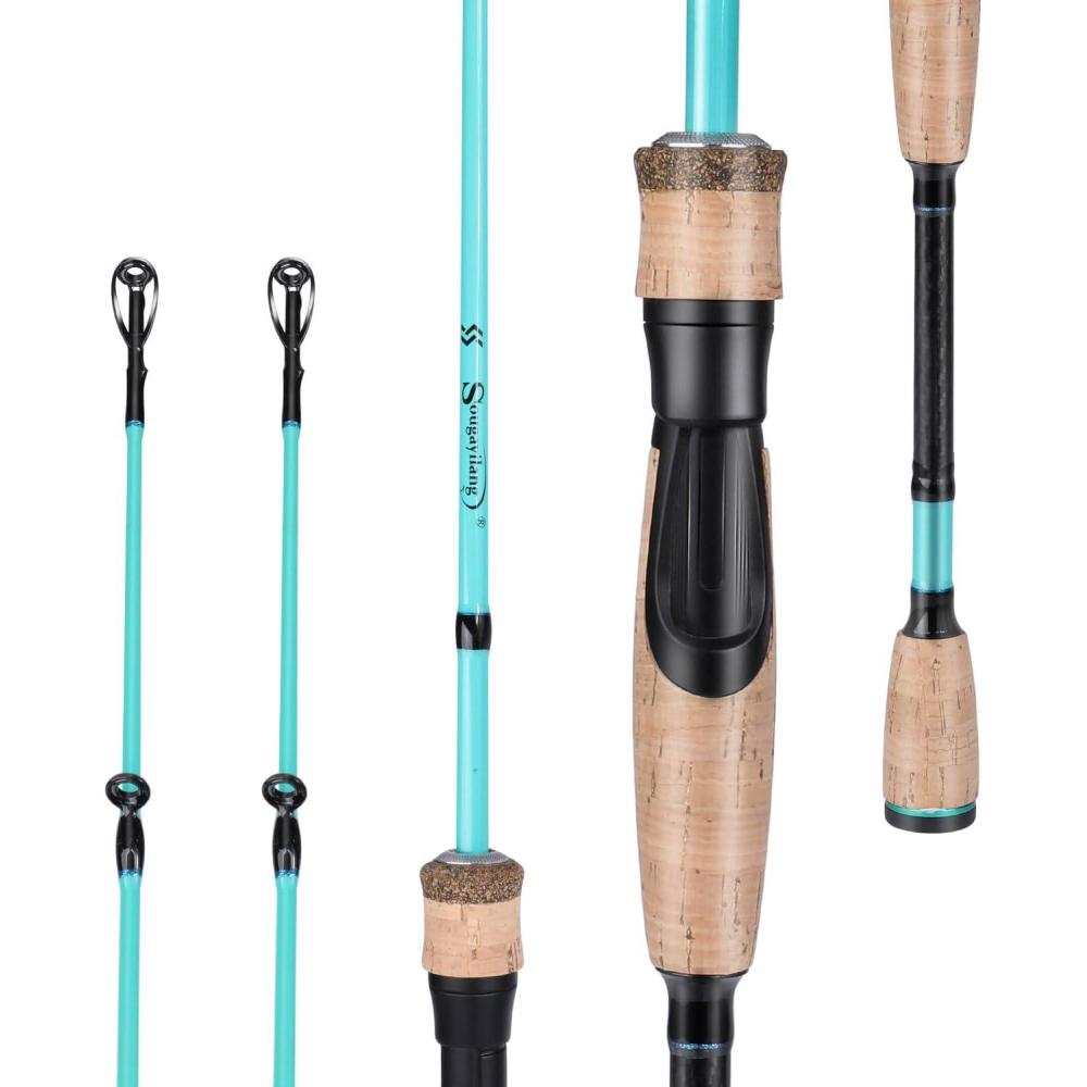image:imageSougayilang Fishing Rod 2Pc Casting Rod Spinning Rod for Freshwater Tournament Quality Fishing Pole with 2 Tips for BassSpinningTurquoiseTwin Tips