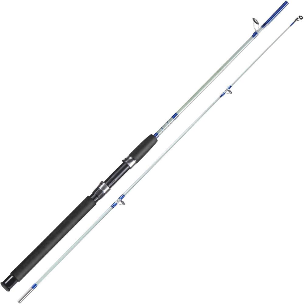 image:imageSougayilang Fishing Rod 2Piece Composite Graphite amp Glass Blanks Saltwater Trolling Rod Offshore Surf Fishing Pole with Stainless Steel Line Guides for Catfish Salmon Glass Fiber Spinning RodBlue