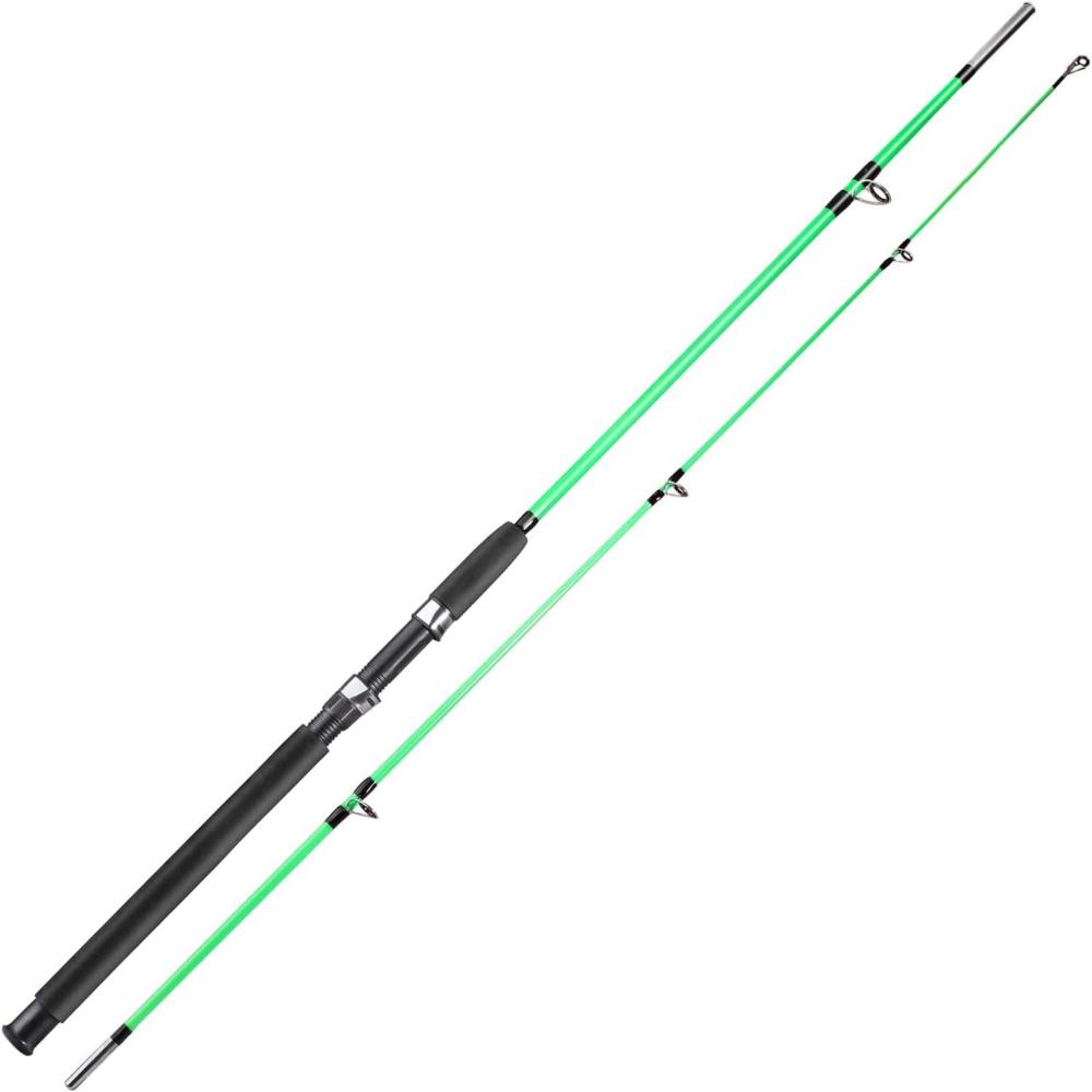 image:imageSougayilang Fishing Rod 2Piece Composite Graphite amp Glass Blanks Saltwater Trolling Rod Offshore Surf Fishing Pole with Stainless Steel Line Guides for Catfish Salmon Glass Fiber Spinning RodGreen