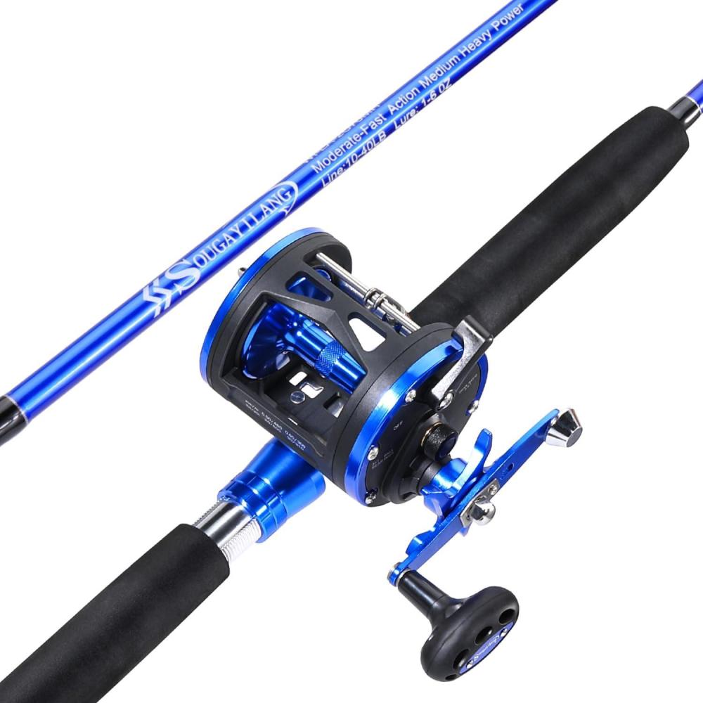 image:imageSougayilang Fishing Rod Combo 2Piece Trolling Fishing Reel Combo with 381 Gear Ratio amp 31 Bearings Aluminum Reel Seat for SaltwaterBig Game FishLDT30Right Handed