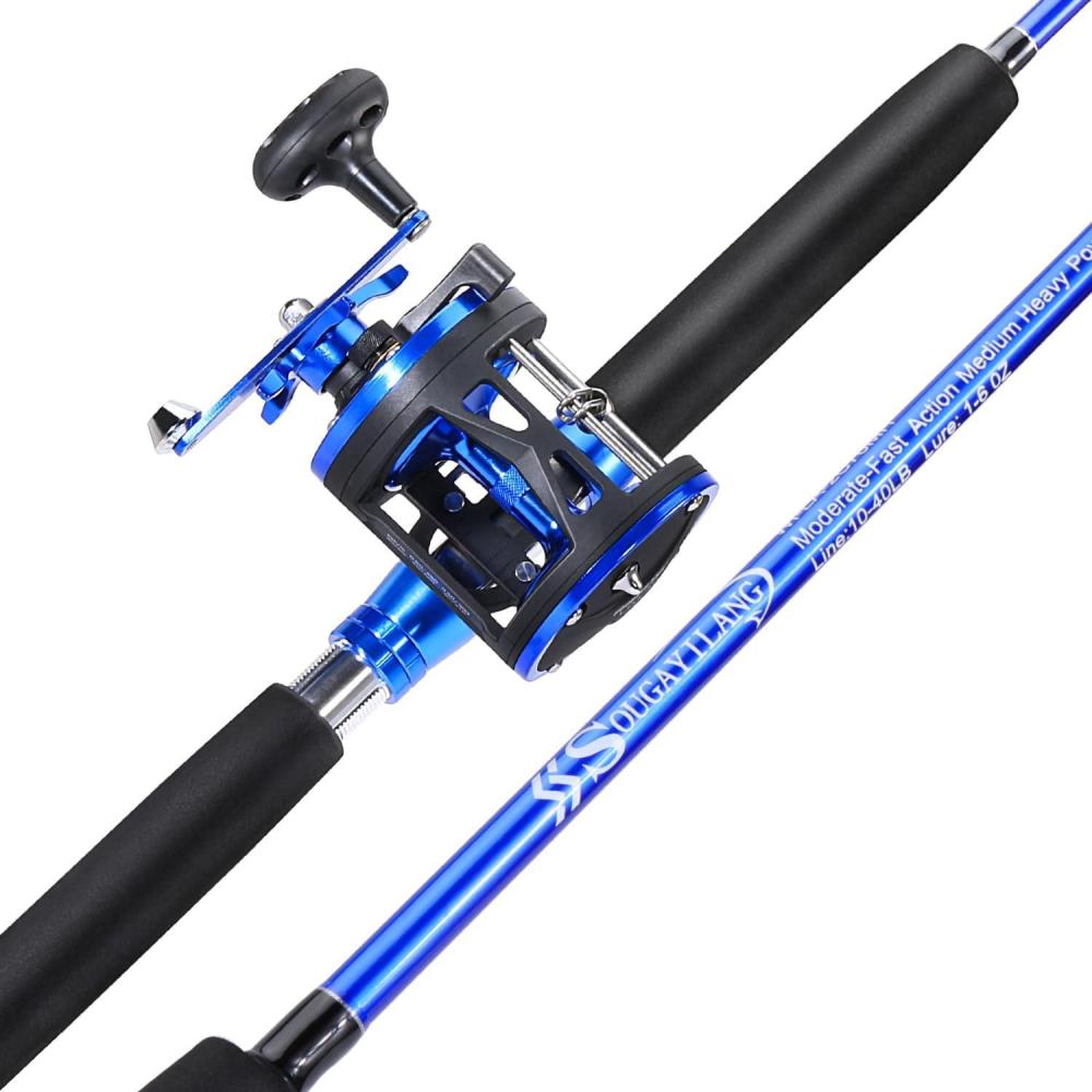 image:imageSougayilang Fishing Rod Combo 2Piece Trolling Fishing Reel Combo with 381 Gear Ratio amp 31 Bearings Aluminum Reel Seat for SaltwaterBig Game FishLDT40left Handed