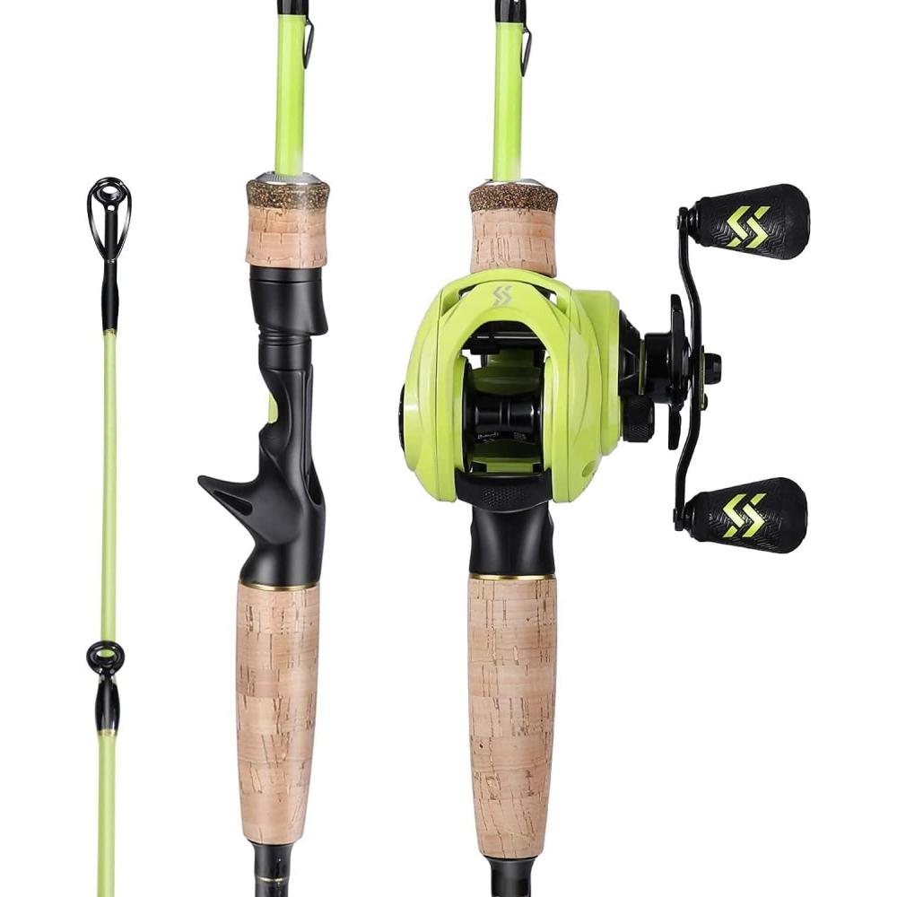 image:imageSougayilang Fishing Rod and Reel Combo 2Piece MMH Fishing Pole with Baitcasting Reel Set Baitcaster ComboYellowMMH RodRight Handed