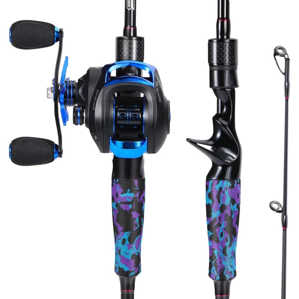 image:imageSougayilang Fishing Rod and Reel Combo Medium Fishing Pole with Baitcasting Reel Combo 2Piece Baitcaster ComboBPurpleLeft Handed