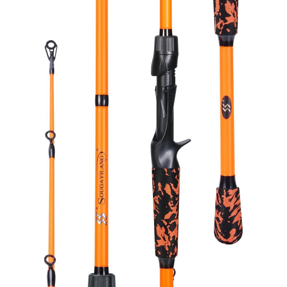image:imageSougayilang Fishing Rods IM7 Graphite Blank Casting amp Spinning Rods2Piece Rod with S Style Hook Keeper and EVA Handle for Bass Trout Walleye Catfish EtcorangeCasting Rod